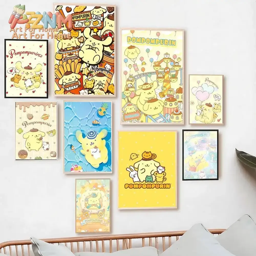 AZNM Pompompurin Cute Cartoon Canvas Poster Unframed Wall Art Print for Kids Bedroom Room Home Wall Decoration