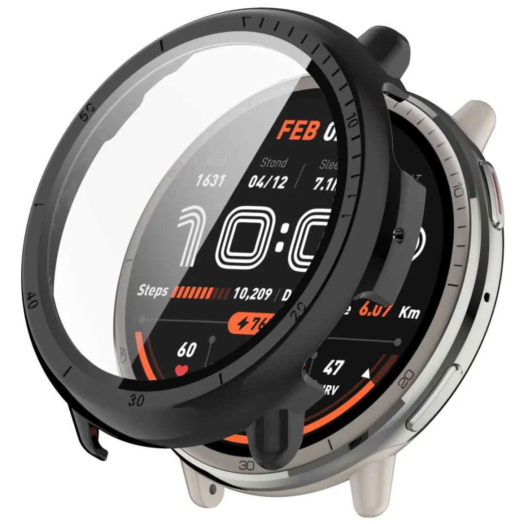 حافظة صلبة رفيعة للغاية من الزجاج المقسى واقي للشاشة غطاء حماية لساعة Huami Amazfit Active 2 A2437 الذكية