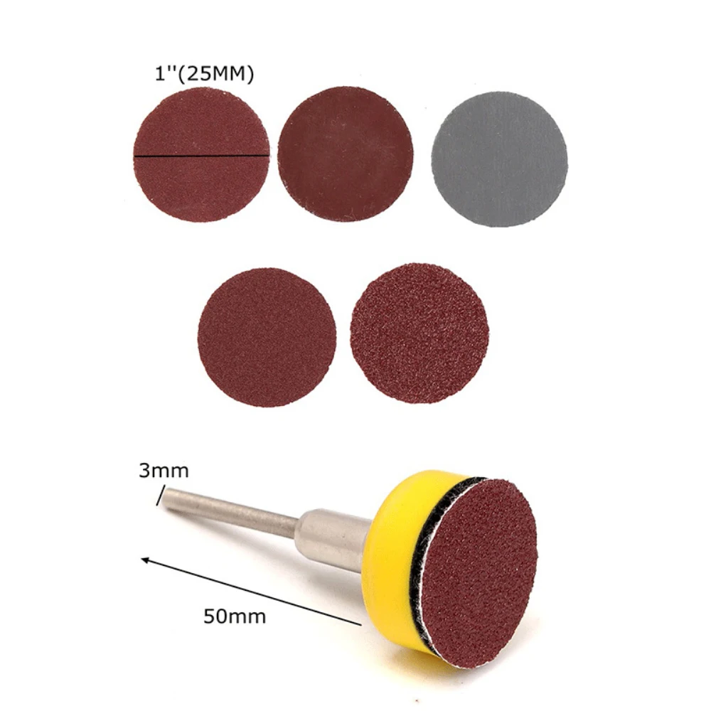 1 Inch Sanding Disc Set 25mmSandPaper 100-3000 Grit Backing Pad With Drill Adaptor For Wet And Polishing