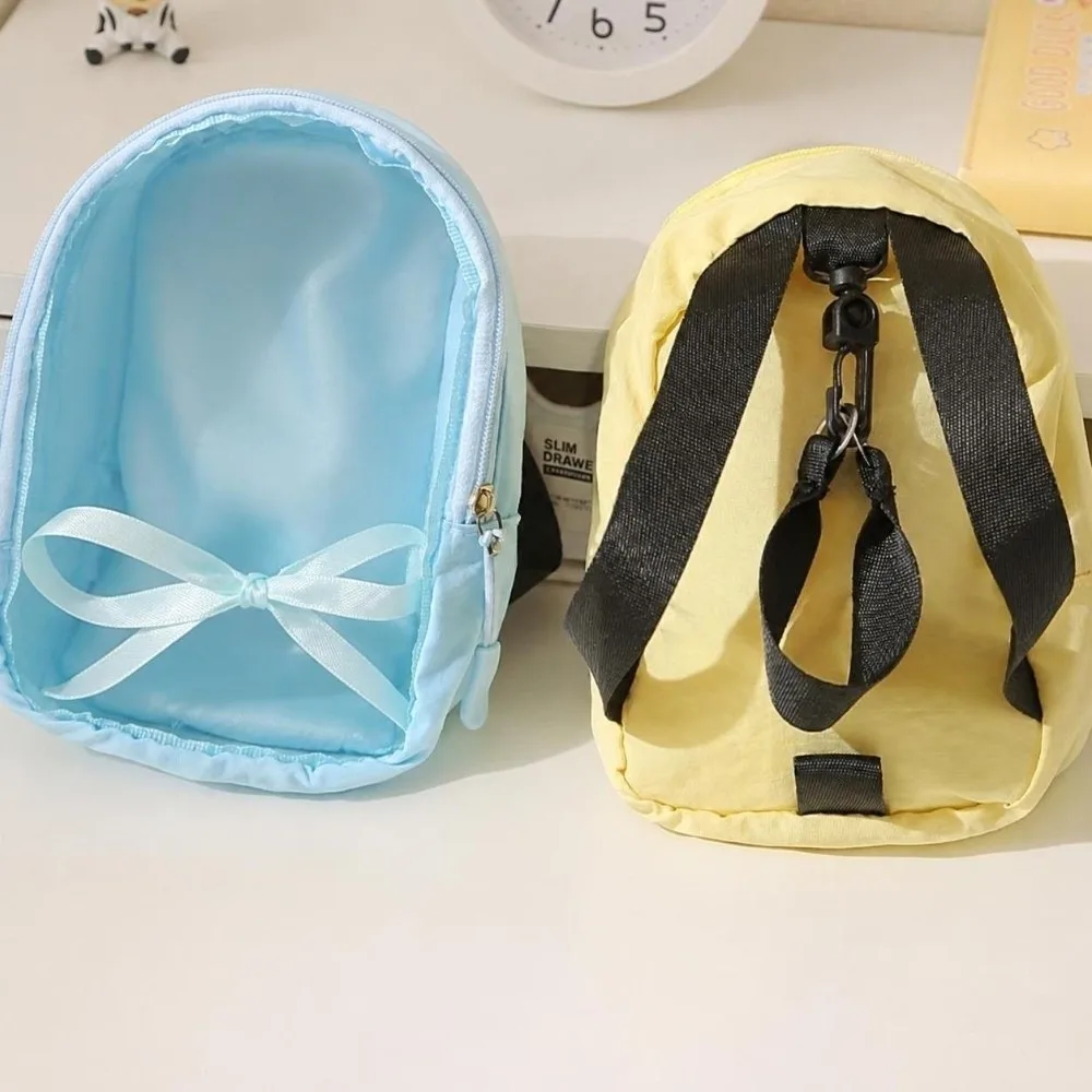 Cute Zipper Closure Doll Display Bag Kawaii Portable Transparent Doll Pouch Charming Dustproof Coin Purse Gifts