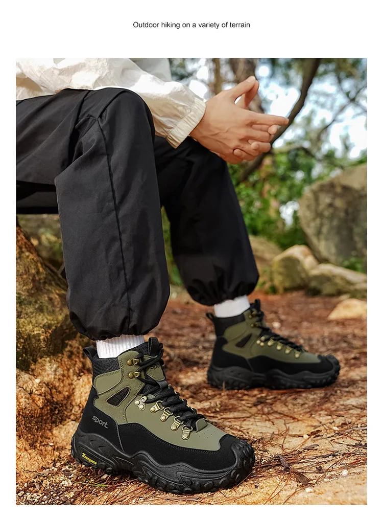 Herren-Outdoor-High-Top-Stiefel mit Dicken Sohlen, Hervorragender Griffigkeit, Besonders Geeignet für Bergsteigen und Wandern | Freizeitstiefel | Bergsteigerausrüstung und Campingausrüstung – Detail 17