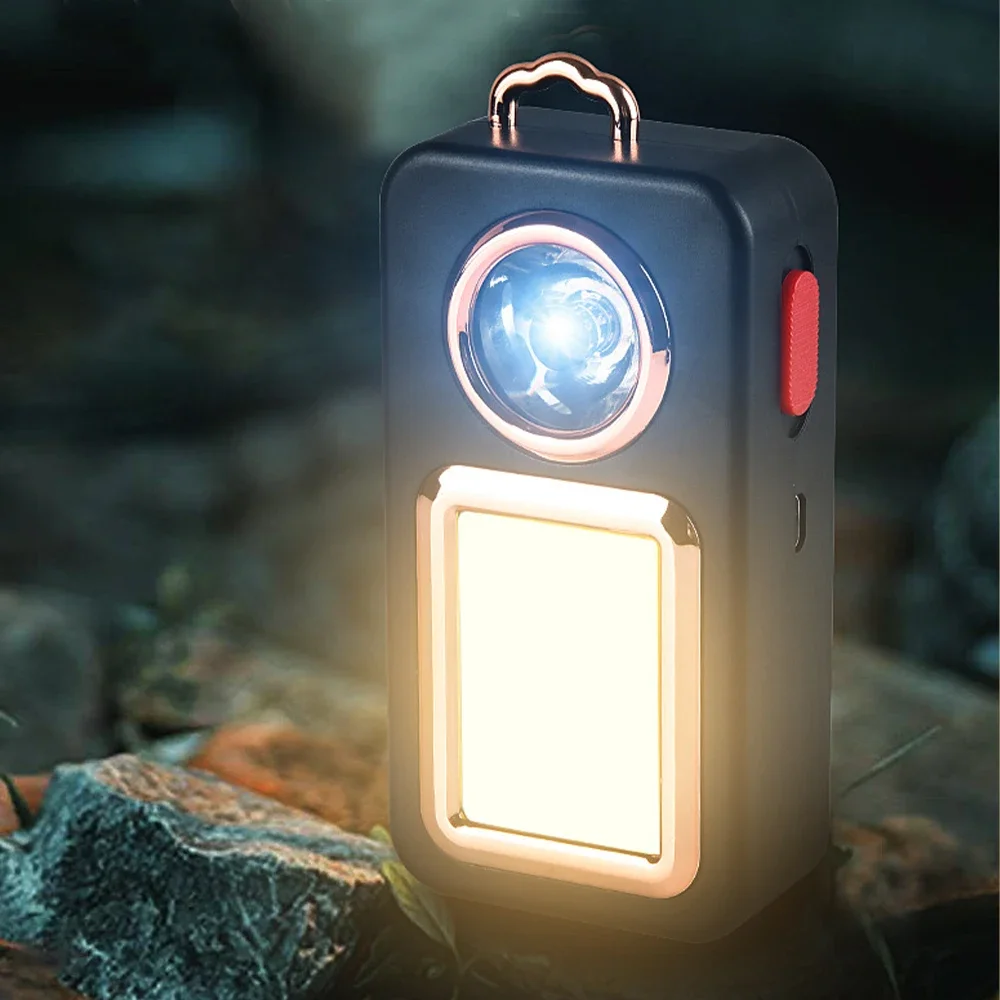 Solar Charging Dual Light COB LED Flashlight Working Lamp Multifunctional Emergency USB Rechargeable Camping Lamp Solar Lamp