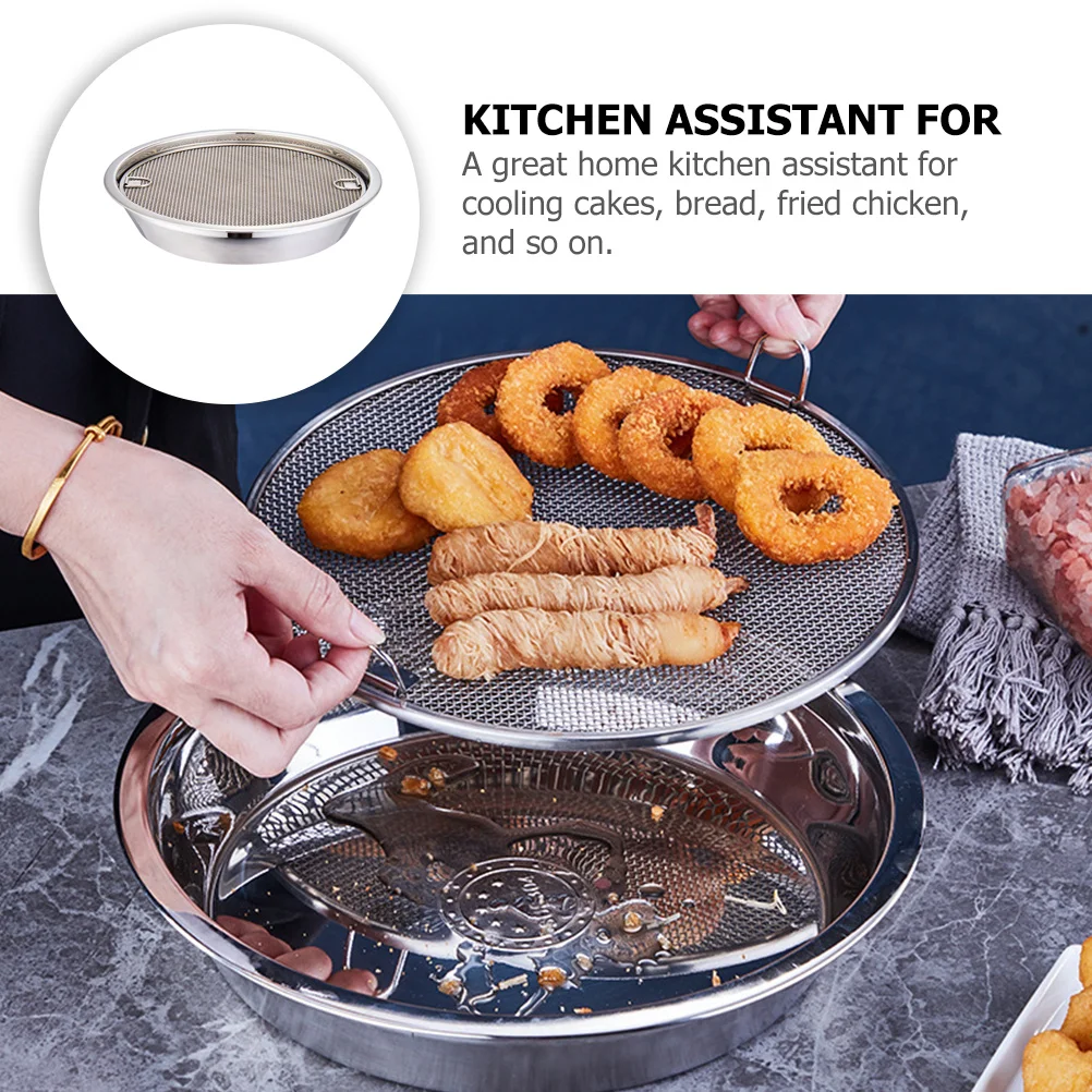 

1Set Stainless Steel Oil Drain Net Vegetable Draining Net Oil Spill Rack Drain Rack Cooling Tray Kitchen Supply Tool