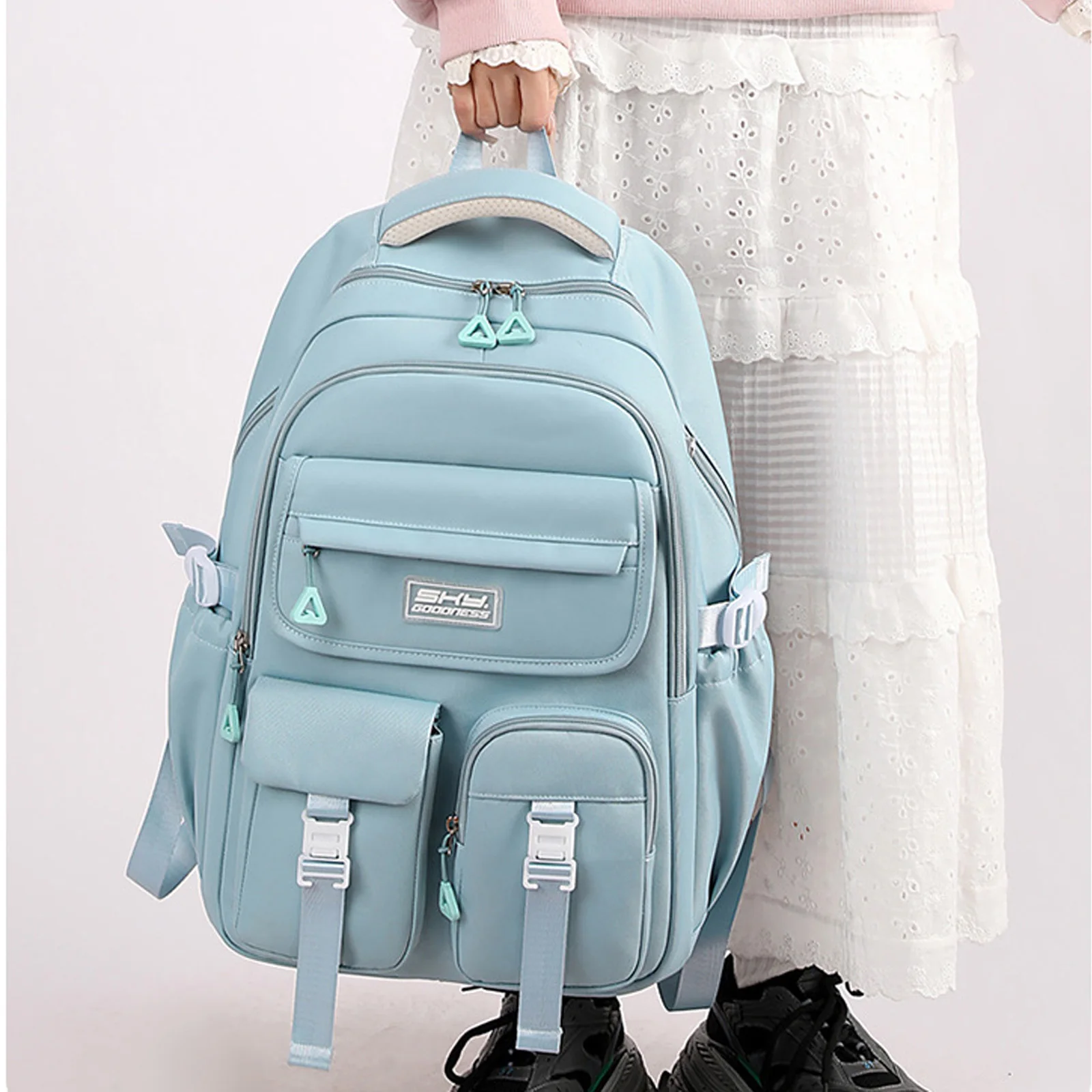 Student Schoolbag Women's Water Resistant Backpack Made Of Oxford Fabric With Space For A 16-Inch Laptop