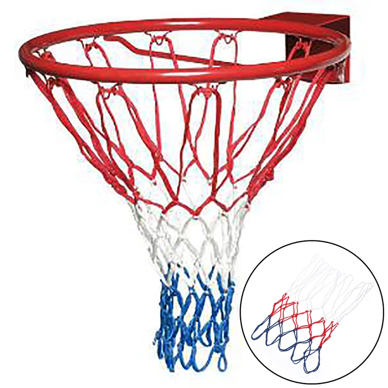 

48cm Basketball Net Durable Nylon Thick Thread Tri-Color Universal Basketball Hoop Net Mesh Powered Basket Rim Net Replacement