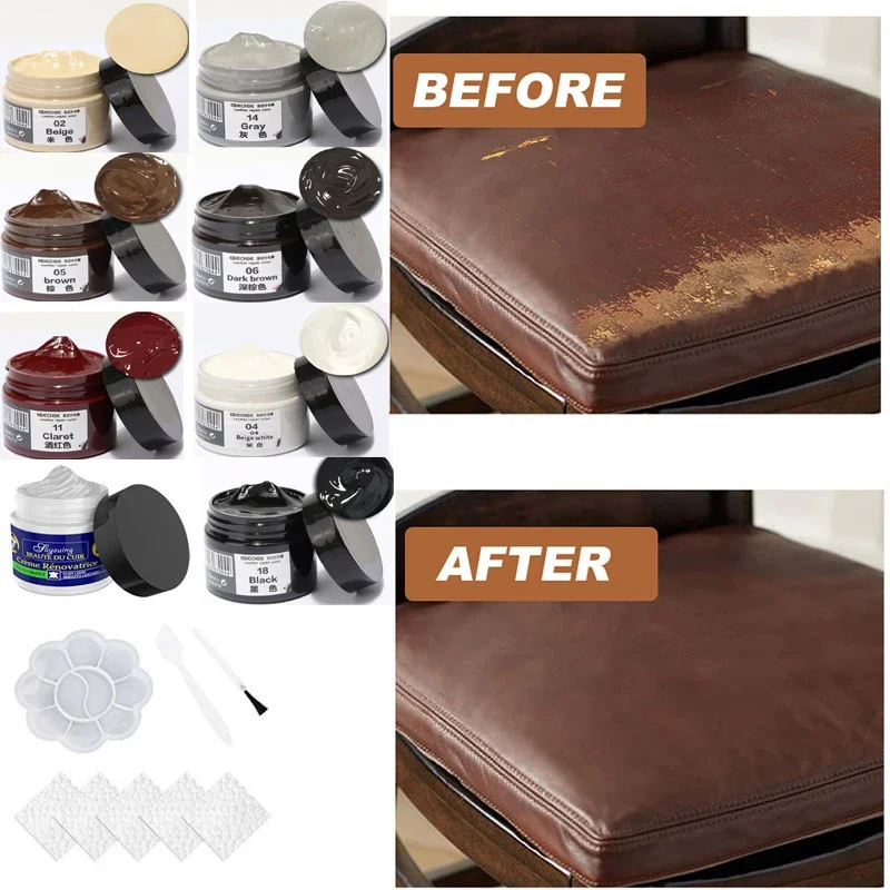 Leather Repair Gel Seat Sofa Leather Supplement Refurbish Cream Repair Paste Overcoat Shoes Repair Kit Scratches Cracks 50g