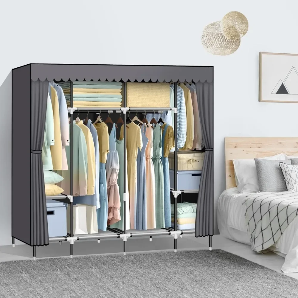 Portable closet wardrobe, wardrobe for hanging clothes with dustproof non woven fabric Spacious and durable wardrobe storage