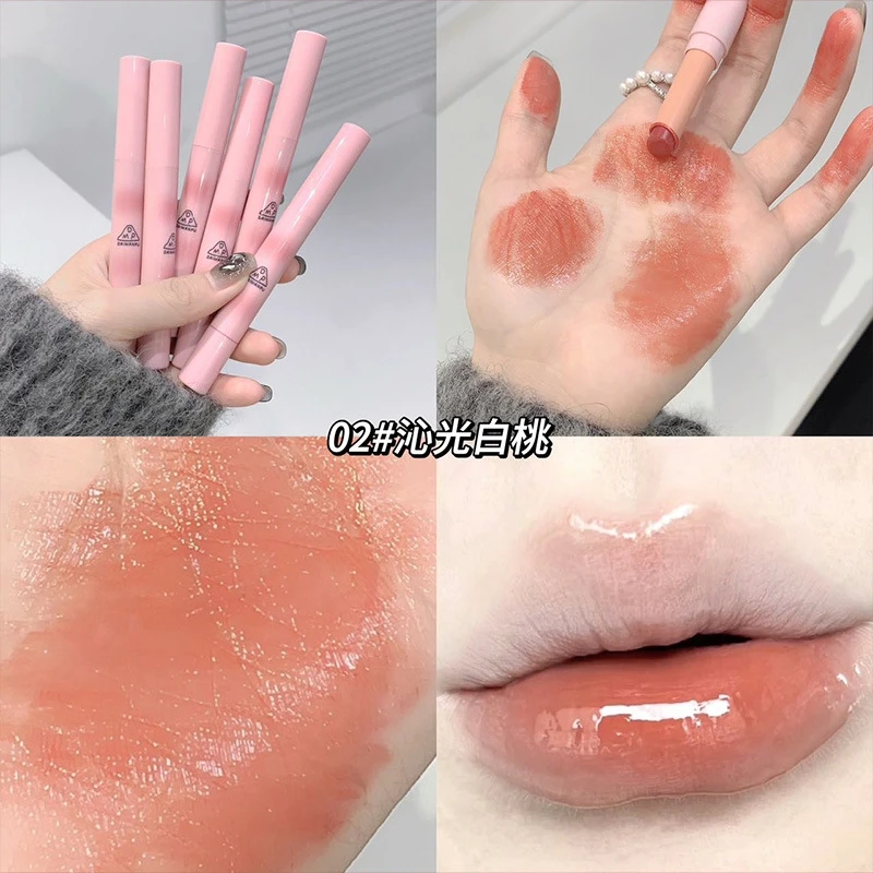 Thin Tube Solid Moisturizing Lipstick Water Light Juice Lip Gloss Sexy Full Lip Colored Lip Oil Durable Natural Korean Cosmetics