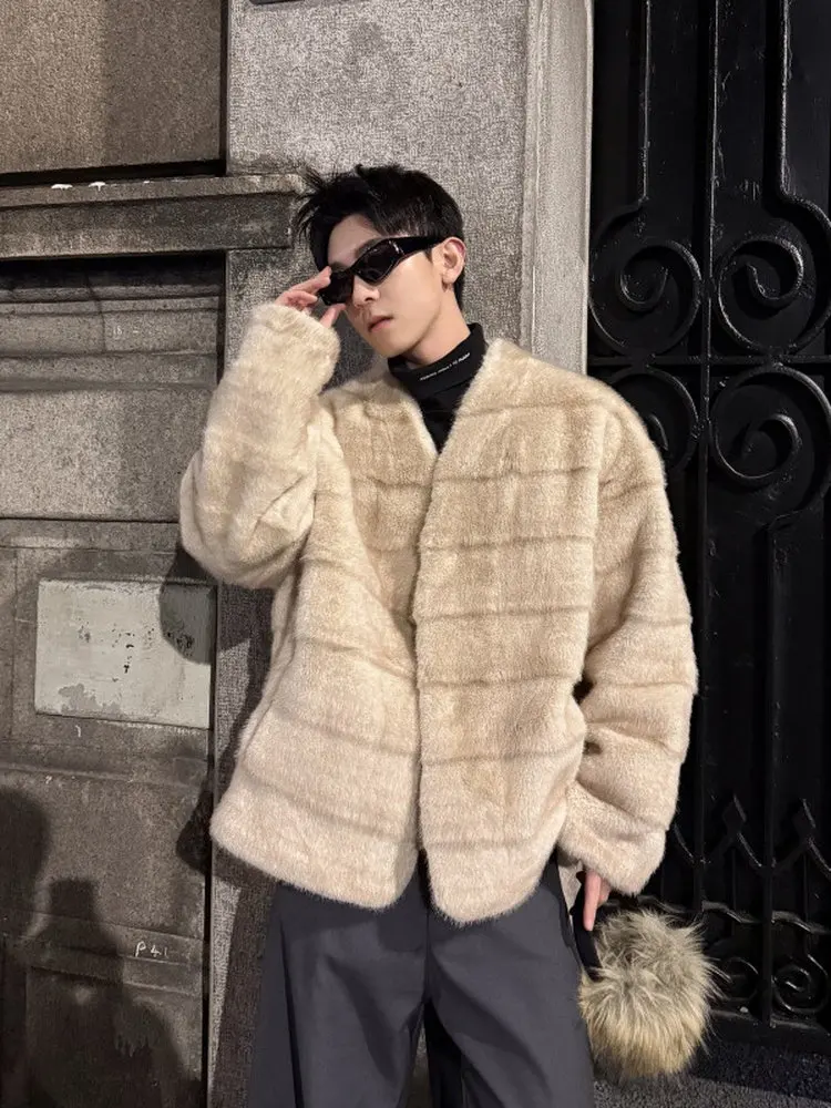 

Waterproof ort Fur Coat Men's Winter Warmth Inteated Fce Lined Leather Jaet Cleanfit Sle Casual Outerwear