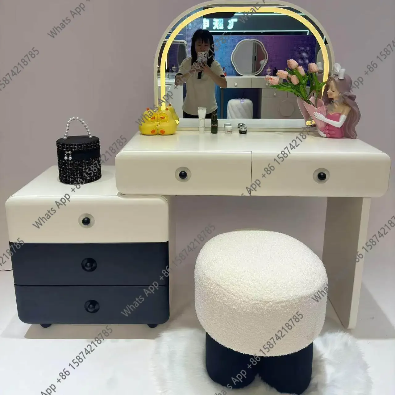 X32 New Dresser Bedroom Simple Classic Black And White With Paint Skin Feel Craft Dresser Retractable Side Cabinet