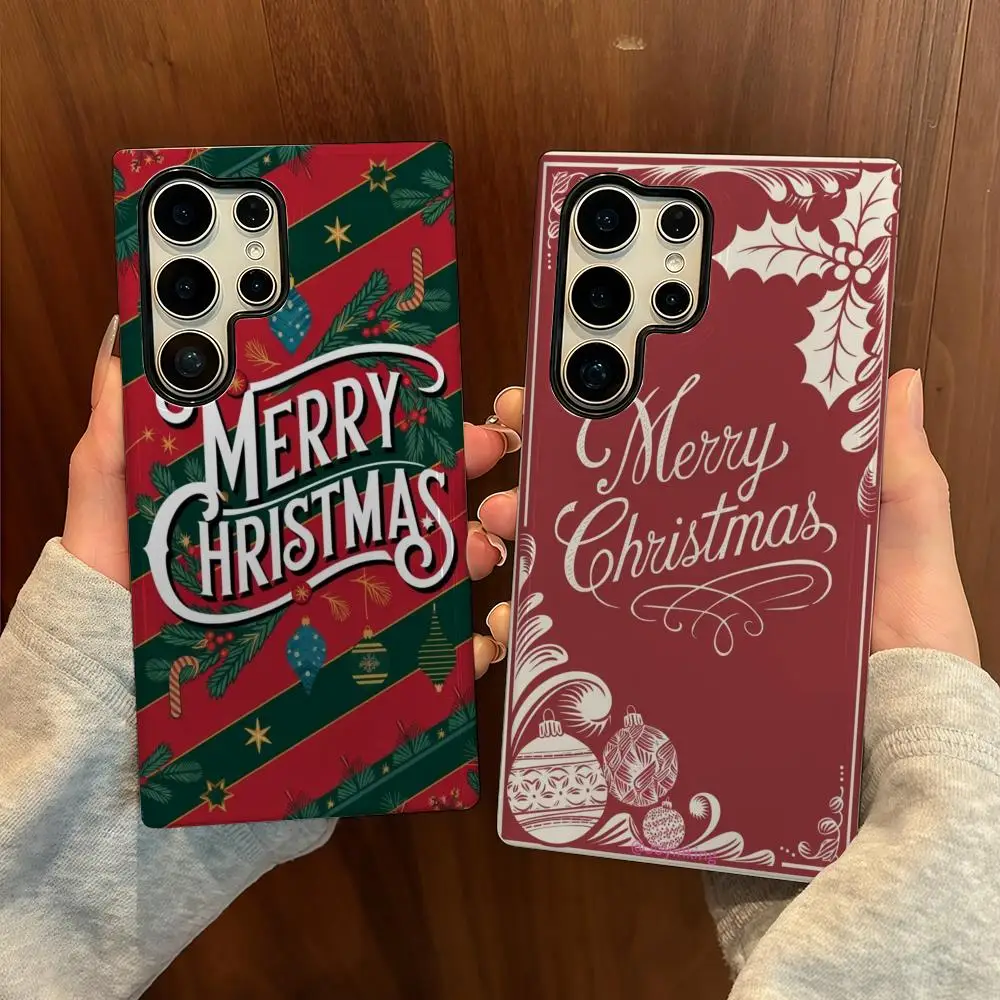 

Christmas Phone Case For Samsung S25 Film Shell Luxury GalaxyS24Ultra 23plus S22 21 A56 36 26 16 Double layer Cover