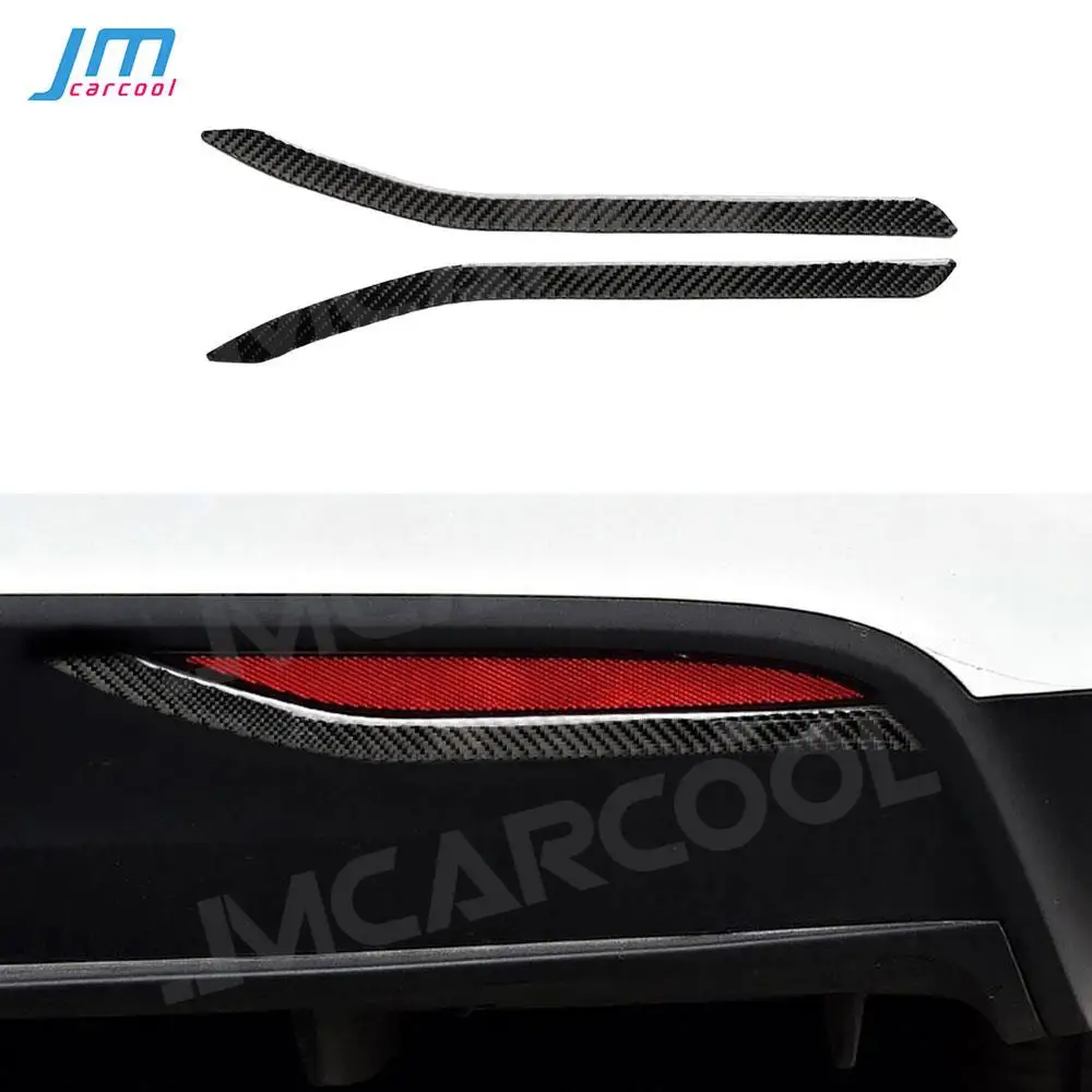 

For Tesla Model X 2015-2019 Carbon Fiber Rear Fog Lamp Trim Cover Reflector Frame Garnish Strips 2 PCS/Set