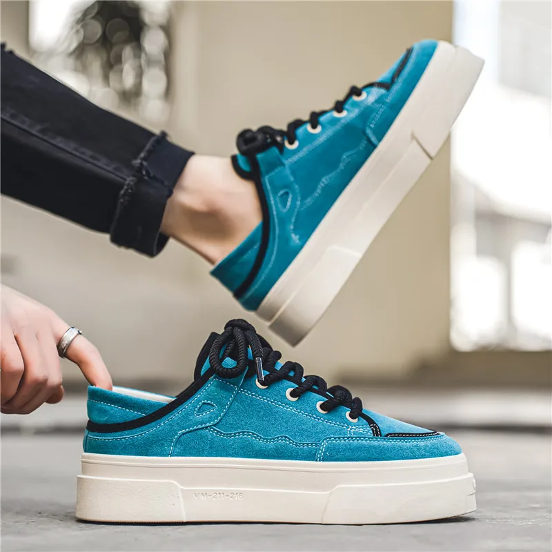 

2025Summer Breathable Comfortable High-Quality New Street Fashion Casual Men's Sneakers in Sky Blue, Black, and Beige39-44