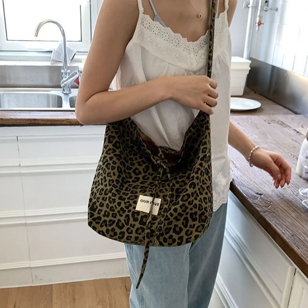 

Trendy Korean Leopard Shoulder Bag Large Capacity Simple Plaid Crossbody Bags Leisure Students Underarm Bag Commuting