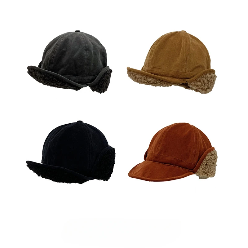 

Solid Color Plush Ear Protection Peaked Cap Fashion Winter Warm Thick Version Baseball Caps Women's Hats Outing Accessories