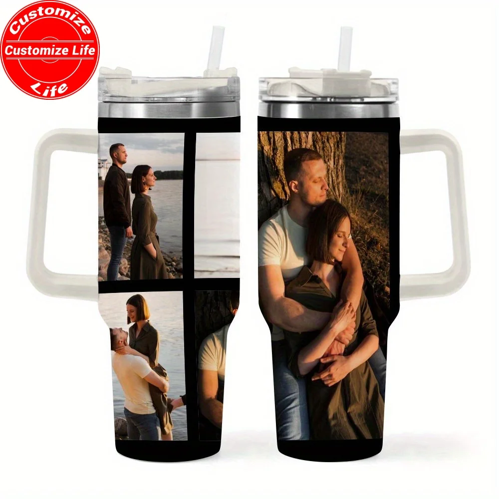 

Mother'S Day Customized Thermal Cup - A Gift for Your Mother Custom 40oz Personalized Tumbler with Name/Text & Photo - Double Insulated Stainless Steel Cup with Handle Cup Lid & Straw, 40oz Large Capacity Coffee Cup/Travel Mug