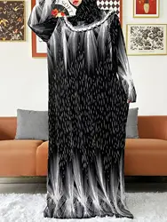 2023 musulmano lungo Abaya per le donne Ramadan preghiera Dubai turchia medio oriente Femme Robe floreale allentato vestito africano turbante Joint