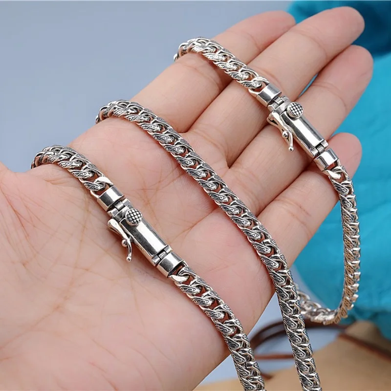 موضة جديدة 100% S925 الفضة والمجوهرات السلام نمط 5 مللي متر Vintage شخصية الرجال والنساء القلائد موضة الاتجاه مجوهرات #4