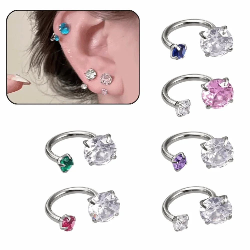 6/9/15pcs Stainless Steel Ear Piercing Jewelry Tool Set Zirconia Rhinestone Nose Rings Studs 8/10mm Minimalist Ear Piercing Tool