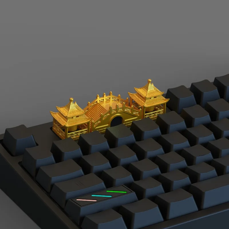 Chinese Pavilion Bridge Artisan Keycaps 3D Custom Keycap for Mechanical Keyboard Unique Oriental Decor MX Switch Accessories