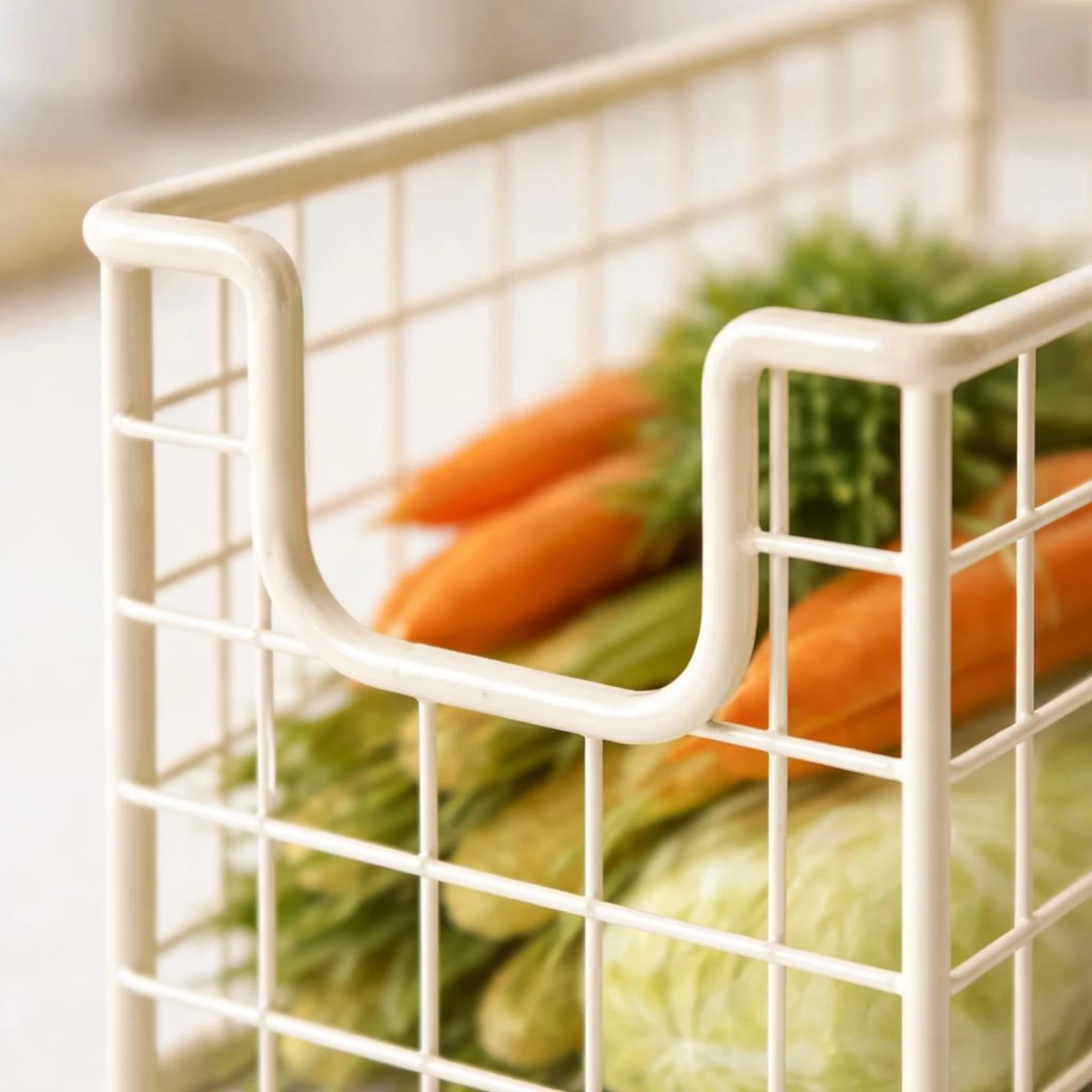 Picture 3: Wire Storage Basket Rack Coated Finish Rectangular Wire Grid Basket Floor Standing Visible Mesh Design