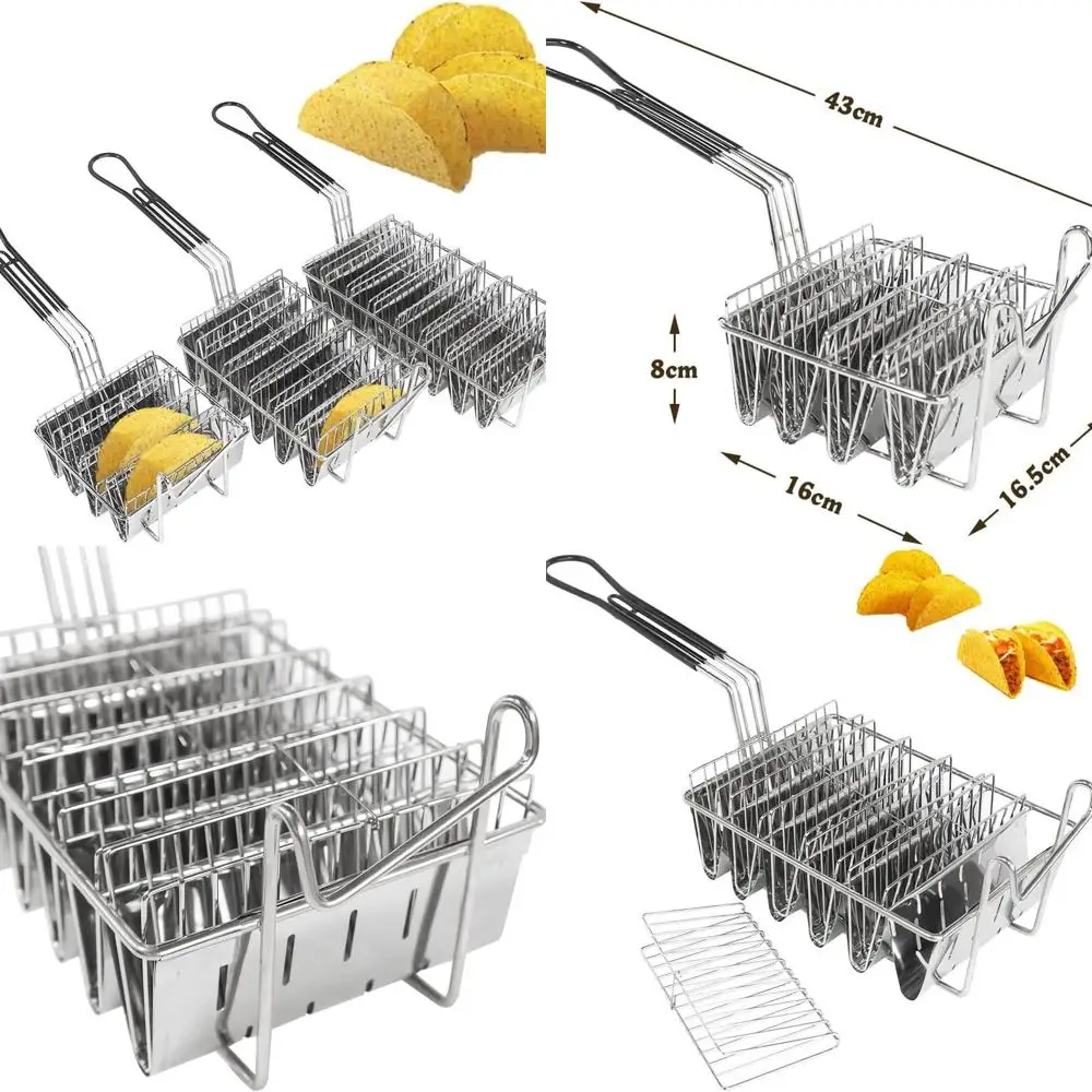 

Square Stainless Steel Taco Shell Frying Mold - 4 Piece Set for Deep Fat Fryer