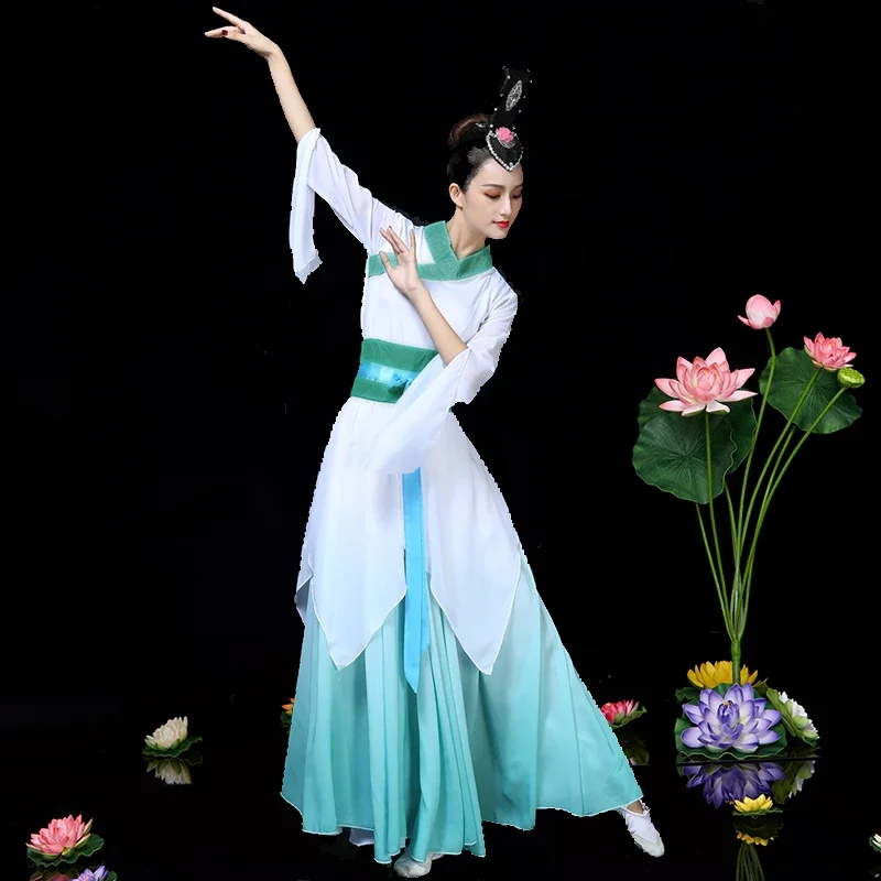 Chinese Hanfu Classical Dance Costume Female Yangko Fan National Costumes Traditional Fairy Folk Dress Stage Wear Performance