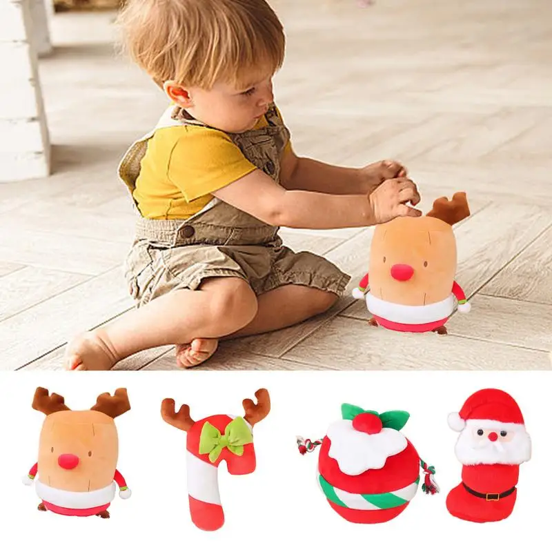 Christmas Plush Christmas Stuffed Animals For Kids Cute Reindeer Plush Toy Santa Claus Fruit Candy Cane Reindeer Christmas Doll