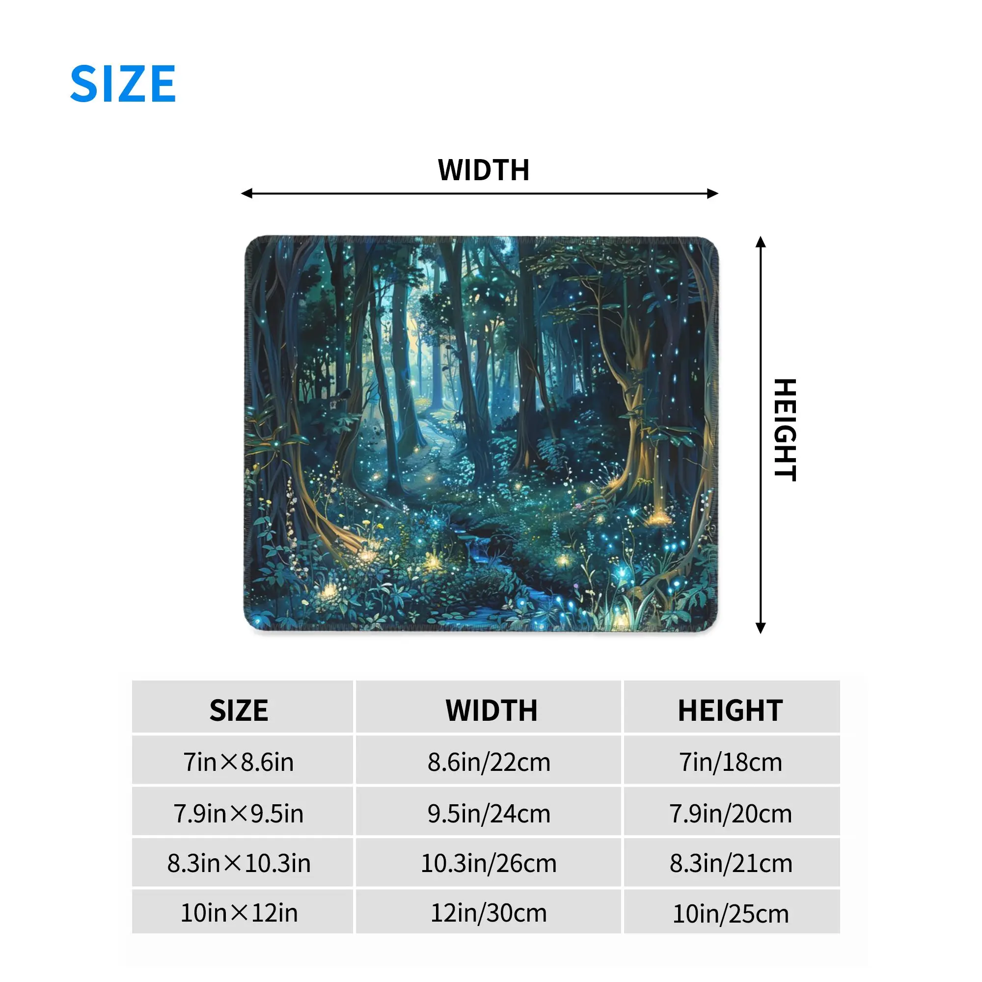 Enchanted Forest With Glowing Blue Lights Mouse Pad Computer Keyboard Mouse Mat Gamer PC Laptop Desk Mat Accessories Table Mats