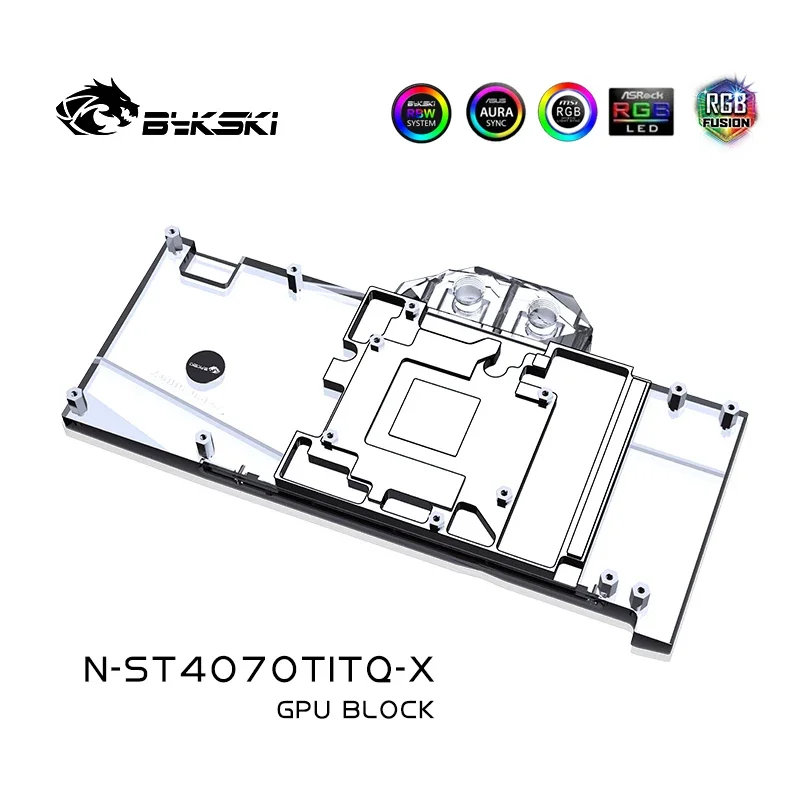 Bykski N-ST4070TITQ-X GPU Blok Gebruik voor ZOTAC RTX4070TI TQ 255mm PCB Lengte Versie Videokaart Waterkoeling/Volledige Cover/Radiator