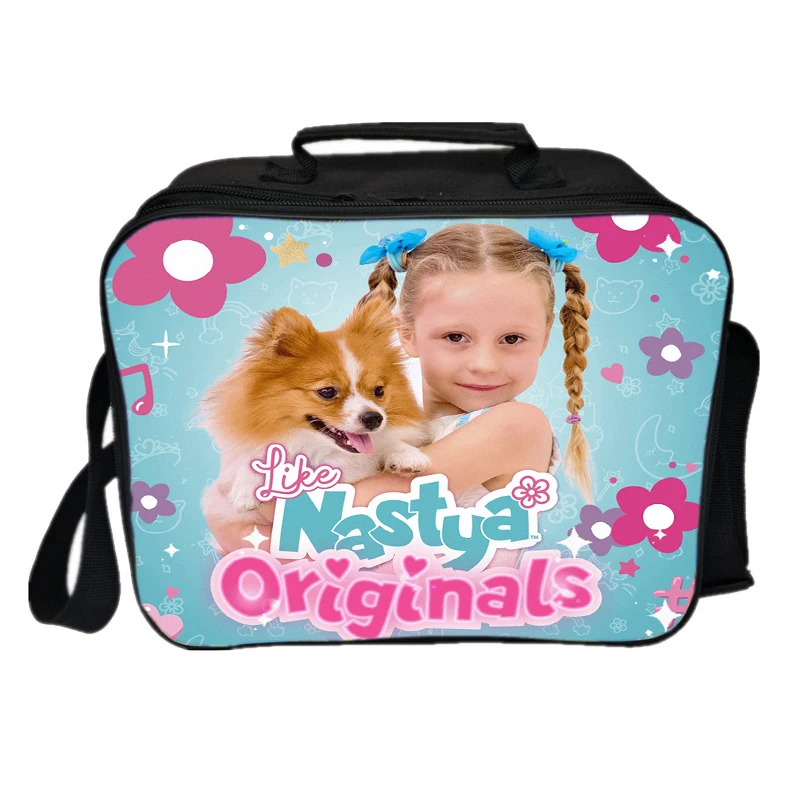 Como Nastya-Cute Girl Imprimir Bento Bag, grande capacidade, saco de isolamento portátil, piquenique ao ar livre Tote, Student Cartoon Lunch Bag, Nylon