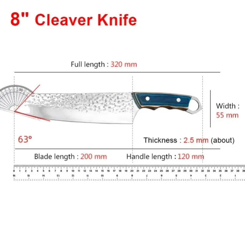 High Carbon Stainless Steel Kitchen Knive Sharp Chef Knife Wooden Handle Slicer Knife Meat Fish Vegetable Home Kitchen Stuff