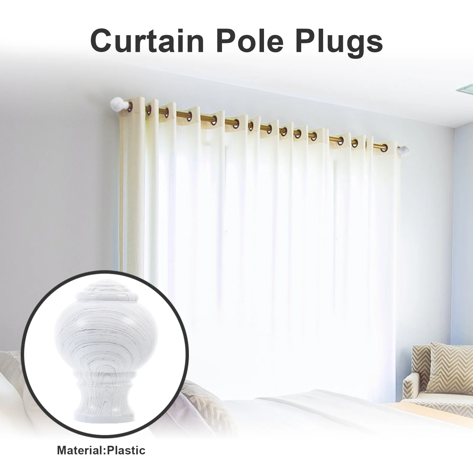 

4pcs Rod Finials Sturdy Plastic Decorative Pole Ends End Caps For Curtain Rods Easy Install Vintage Style Window Curtain