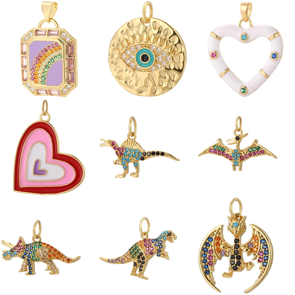 Lovely Dinosour for Jewelry Making Supplies Gold Color Hearts Dijes Diy Earrings Bracelet Necklace Accessories Designer