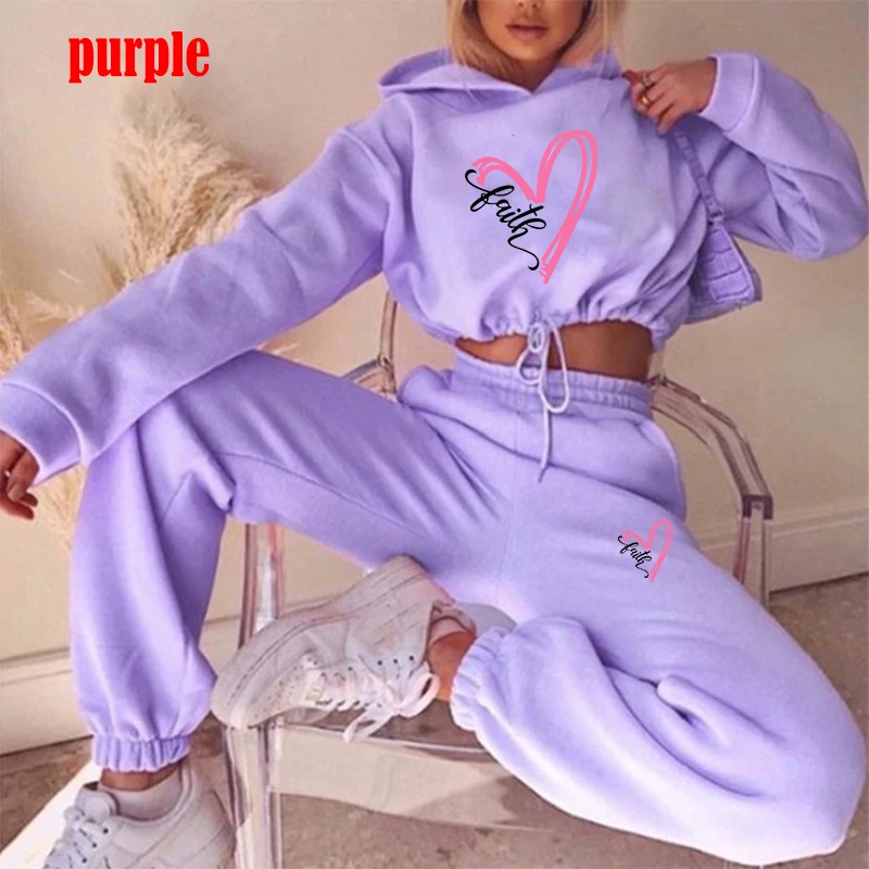 Women Hooded Sweatshirts+long Pants Casual Sport Suits Women Tracksuits Warm Long Sleeve Hoodies Two Piece Sets