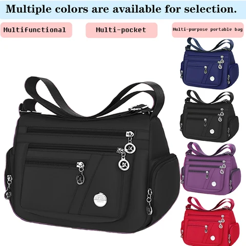 Multi-Pocket Nylon Crossbody Travel Bag