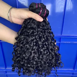Short Fringe Curl Human Hair Bundles Pixie Curly Hair Bundles Brazilian Double Draw Jerry Curly Hair Weaving Bundles Extensions