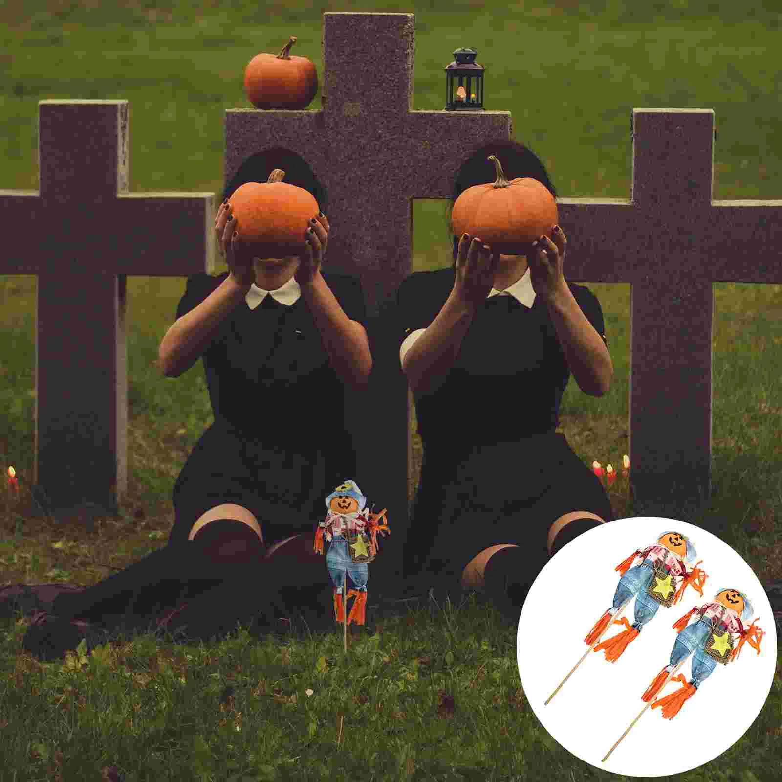 

2 Pcs Halloween Decoration Scarecrow Decors Ornaments for Scarecrows Yard Garden Delicate Insert Lawn Wreath Decorations