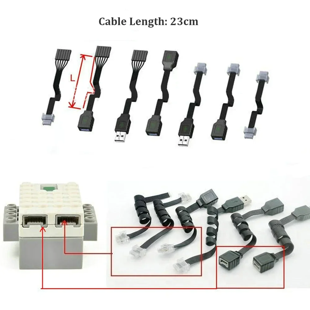 Power Functions 25 cm Verlängerungskabel für WE-DO 2.0 Motorverbindungskabel Reparatiekabel 6P6C Metallkristallverbinder Hi-Tech-Teile