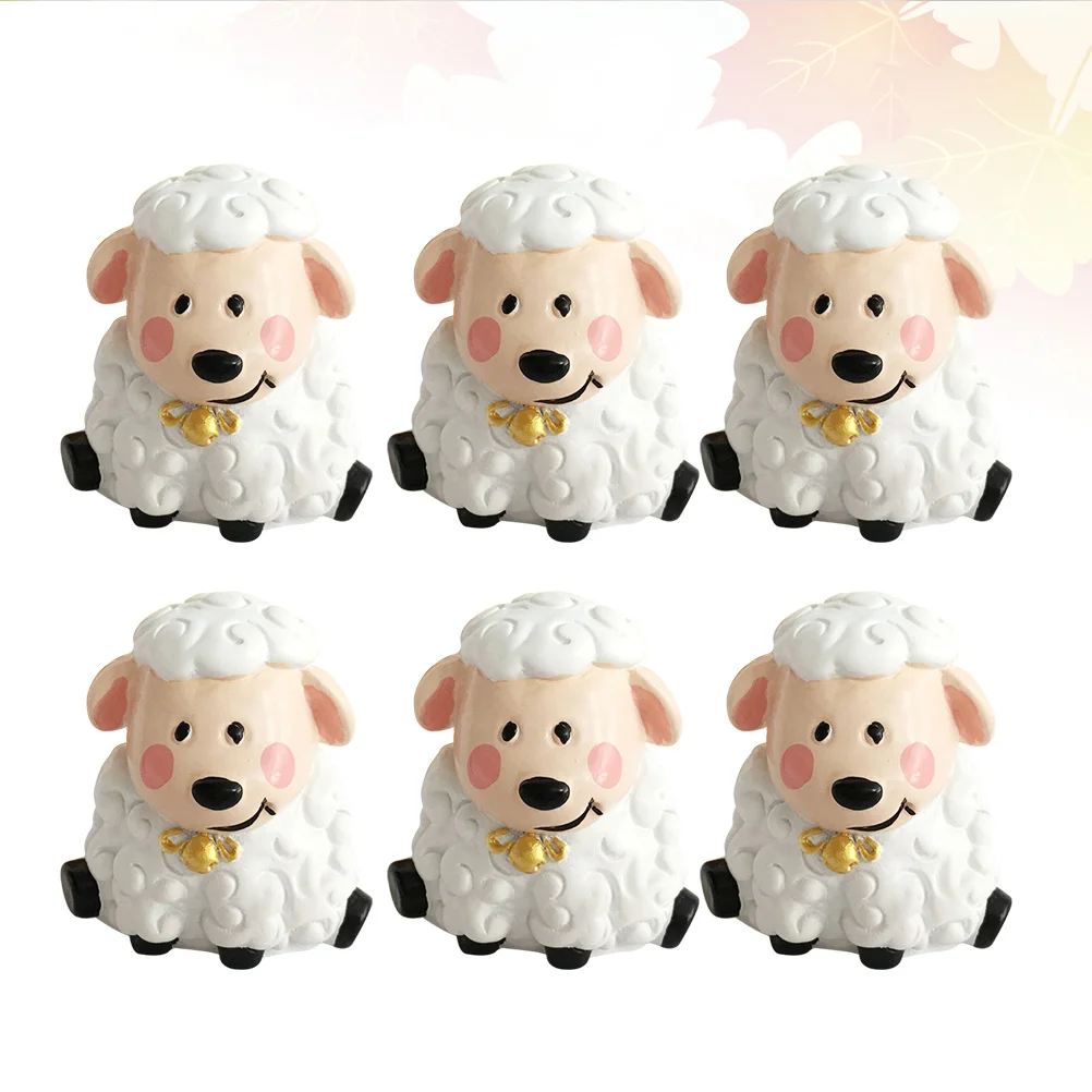 

6Pcs Resin Sheep Animal Cake Ornaments Cartoon Birthday Party Dessert Decor Safe Resin Spring Decoration
