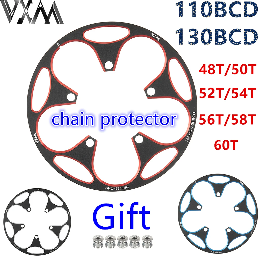 VXM-Road Mountain Bike Chainring Protection Cover, Sprocket 110BCD&130BCD, 48T/50T/52T/54T/56T/58T/60T Ultra light accessory HOT