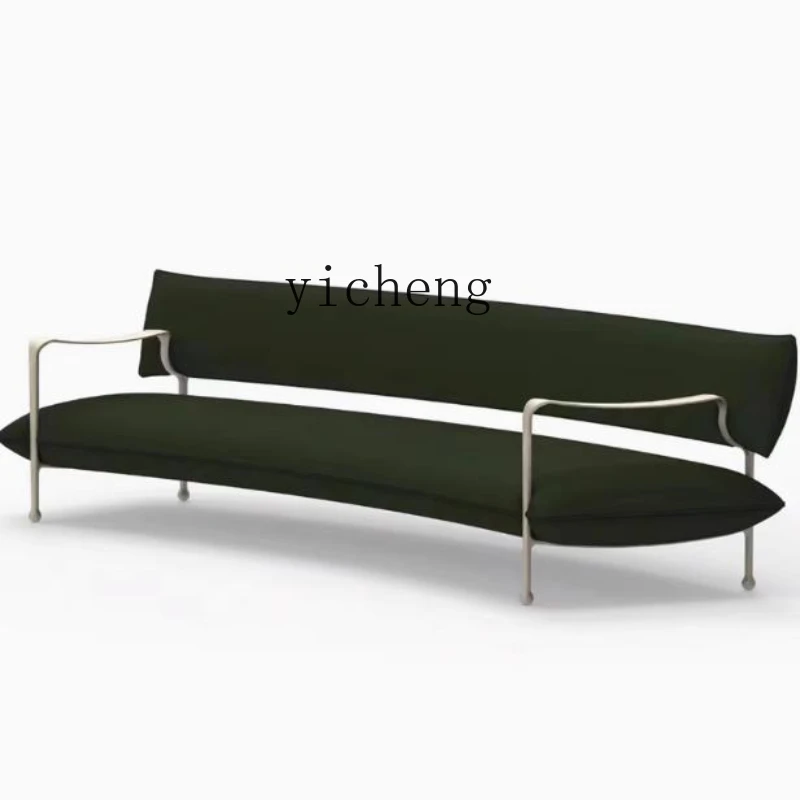 

Zc minimalist light luxury living room sofa new sales office hotel stainless steel fabric sofa