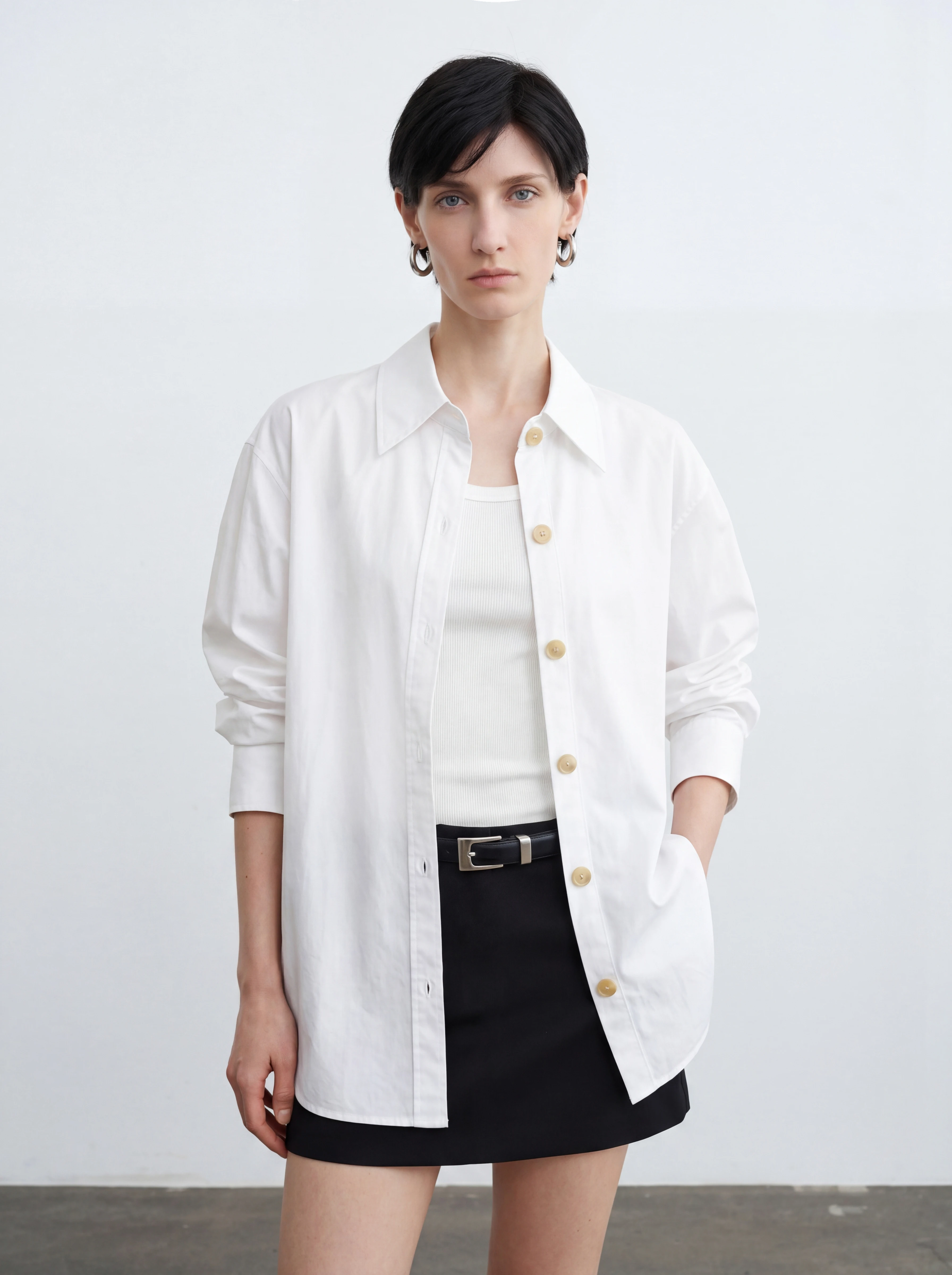 

Ayuko Double Thread Cotton Long Sleeve Shirt Casual Commute Versatile Scissors Collar Top Women's Fashion Spring 2026