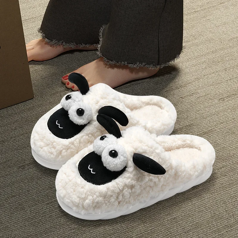 Winter Men'S Shoes Household Cotton Slippers Men Indoor Warm Plush Footwear Non-Slip Platform Slippers Couple Women Home Shoes