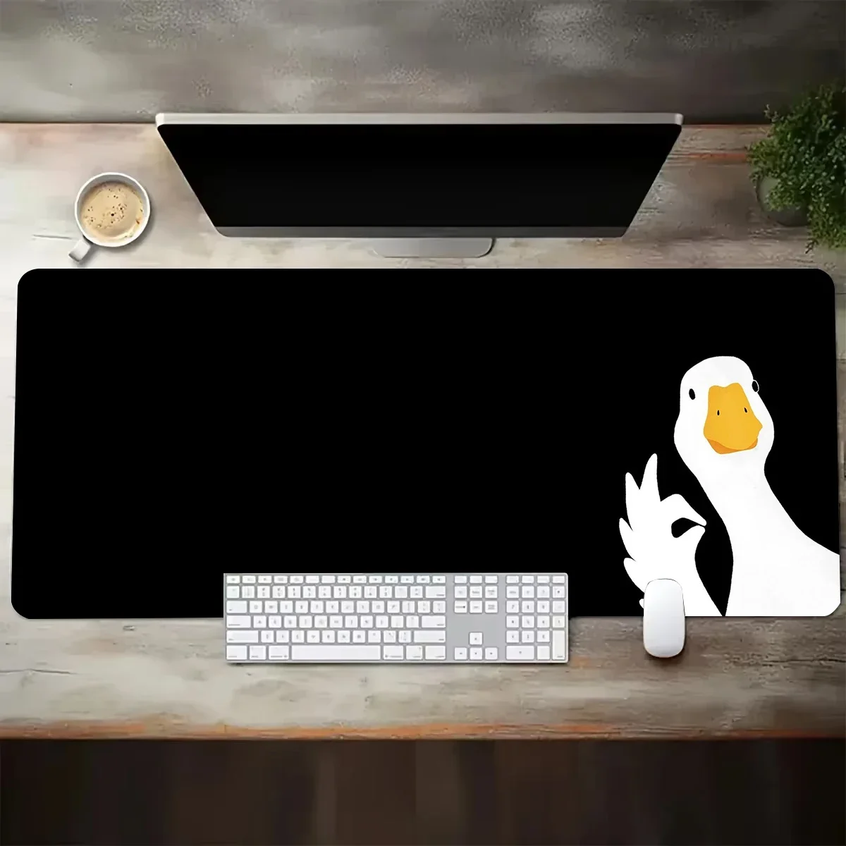 

Cute duck mouse pad Anime question mark duck XXL big mousepad XL anti-slip base suitable for office family game players desk Mat