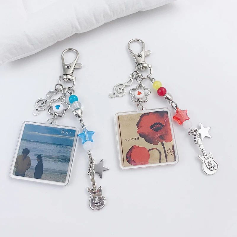 Y2K Trendy Lovers Lamp Inspired Keychain Ins Style Album Keyring Bag Pendant Camera Hanging Decoration Couple Gifts