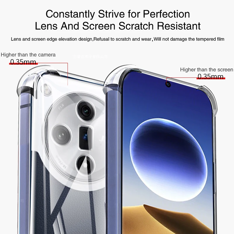 Coque Luxury Transparent Silicone Case for OPPO FindX7 Find X7 Ultra X7Ultra 5G Airbag Back Cover Funda Mobile Phone Accessories