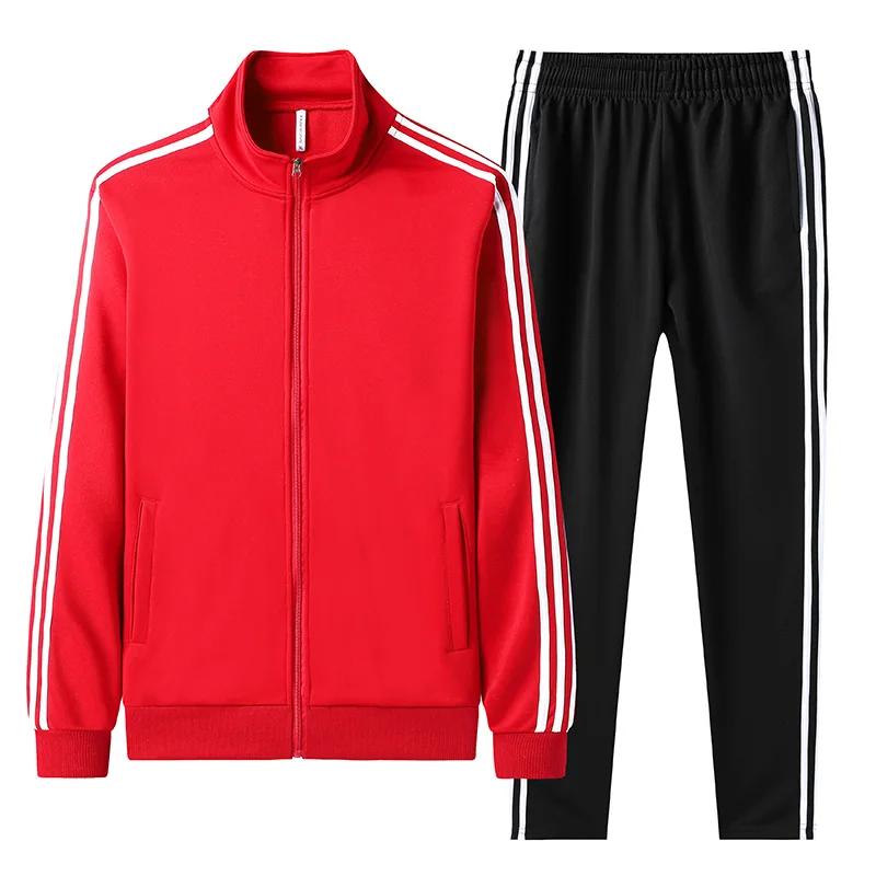 Slim Fit Sport Set Mannen Breien Polyester Sportsuit Winddicht Gym Kleding Pak Streep Sportkleding Jogging Run Bowling Trainingspak