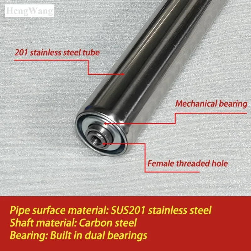 Conveyor Roller Accessories Female Thread Shaft Roller Dia25-60mm Length100-1000mm Conveyor Line Transport Roller Parts