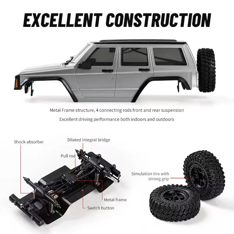 JJRC C8809 1:18 نموذج محاكاة كامل النطاق RC سيارة 2.4G 4WD موتور لاقط تسلق على الطرق الوعرة نموذج سيارة عيد الميلاد اللعب هدية